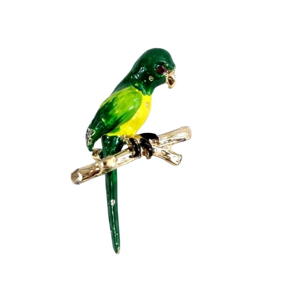 Vintage Enameled Parrot‎ Bird Brooch Pin Costume Jewelry Fashion Jungle Taiwan